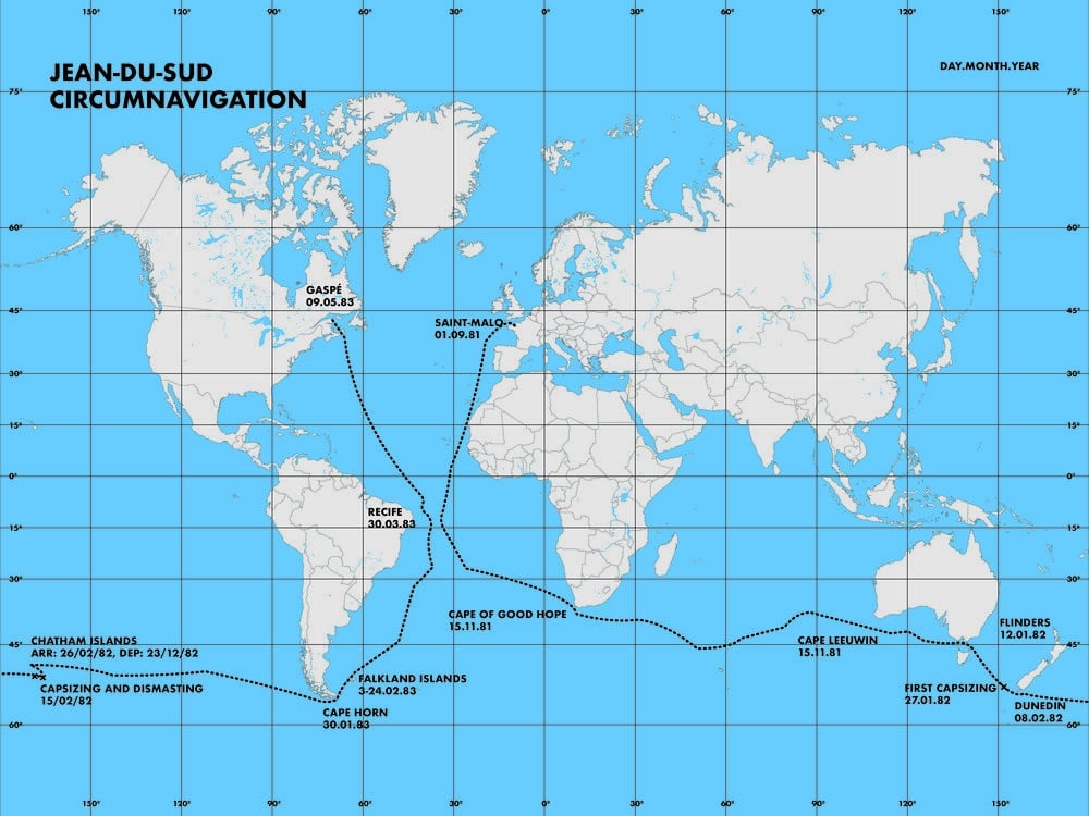YvesMap-01 Map of Jean-du-Sud Circumnavigation